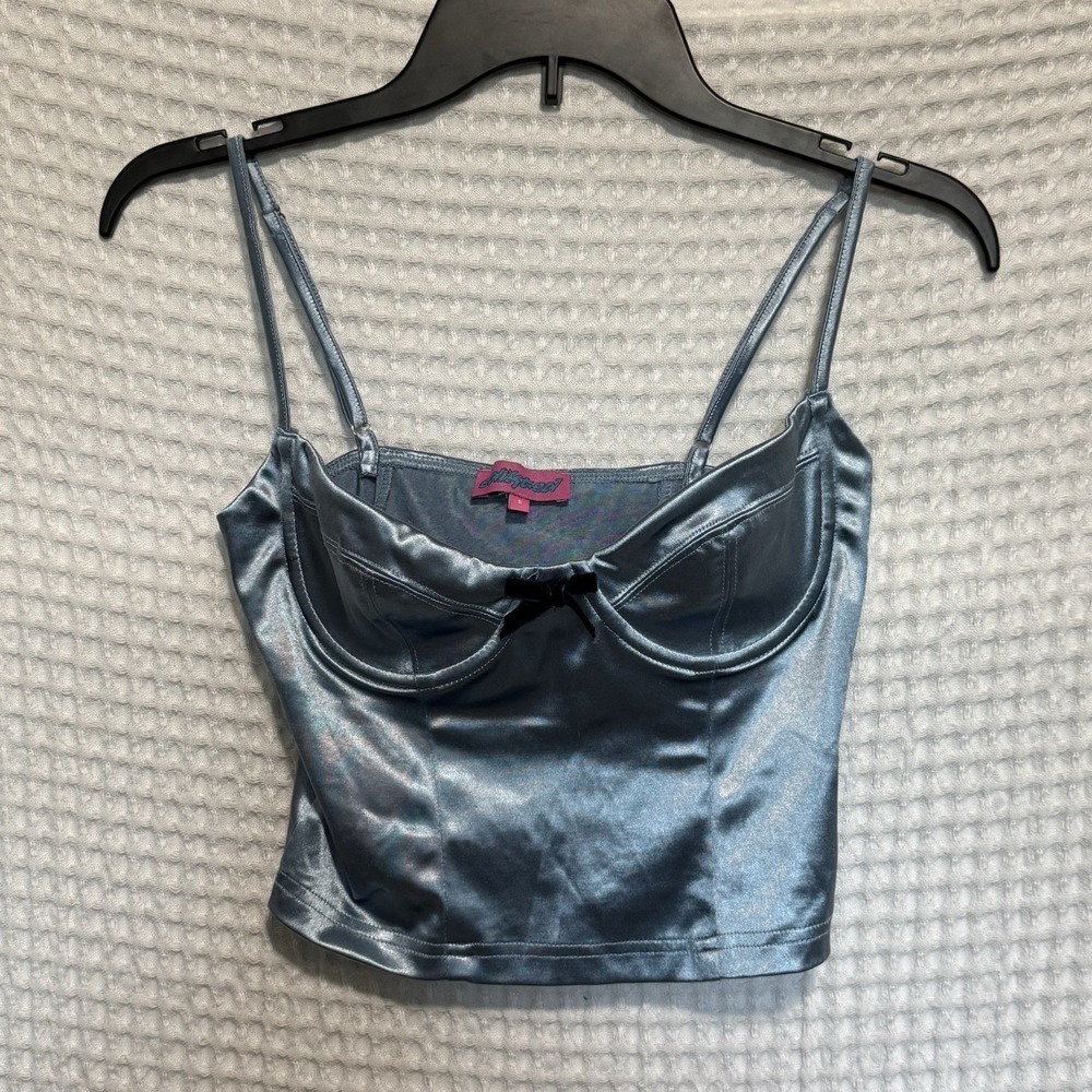Y2K Edikted Baby Blue Satin Cami Bustier Tank Top Size S Coquette Fairy Grunge